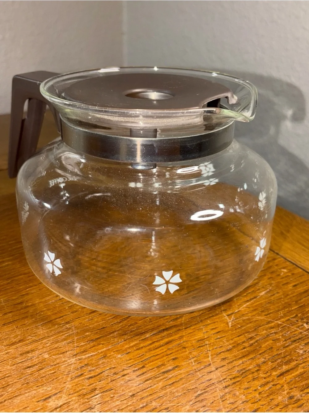 Vintage Mr. Coffee Glass Replacement Pot Carafe 10 Cup Daisy Flowers Brown